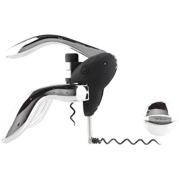Houdini Corkscrew Wine Opener, Includes Foil Cutter and Extra Spiral, Black Wayfair